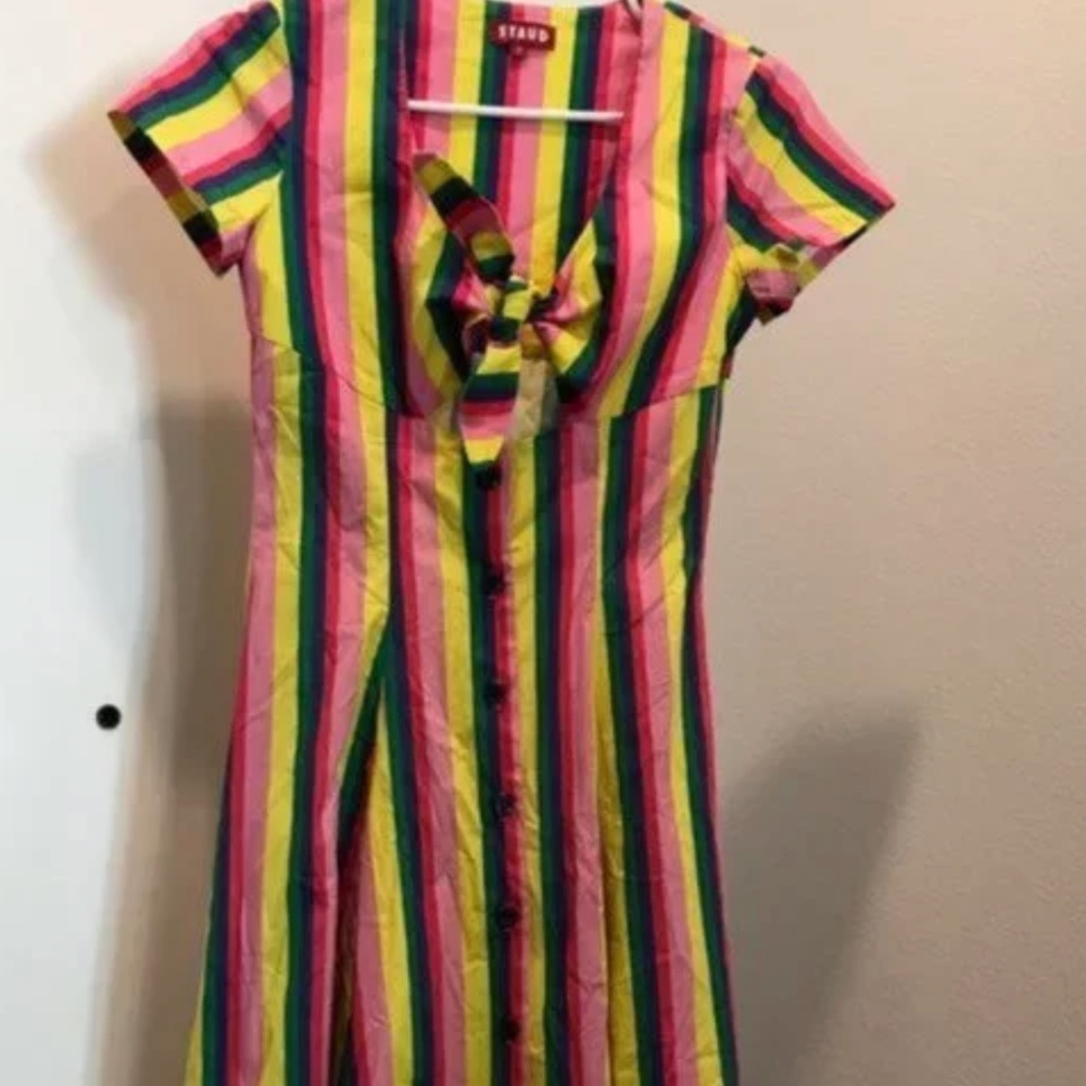 STAUD Staud Alice Dress cutout rainbow striped New